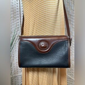 Vintage Dooney & Bourke Chocolate and Black All Weather Leather- Crossbody
